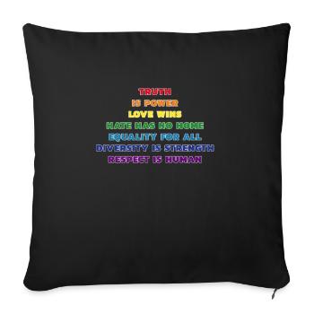 Gay LGBTQ+ Pride Rainbow Flag Human Rights F - Sofa pillowcase 17,3'' x 17,3'' (45 x 45 cm) - black - Front