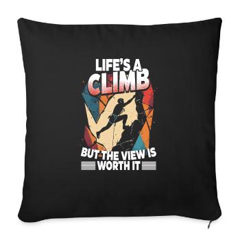 Escalade en salle La vie est une ascension - Housse de coussin décorative 45 x 45 cm - noir - Devant
