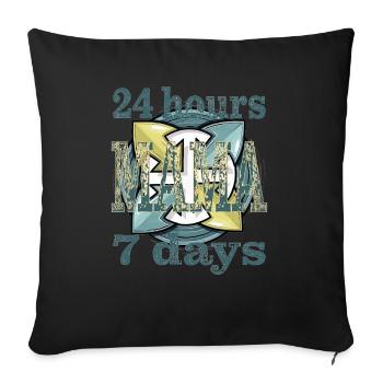 24 hours 7 days MAMA - Sofakissenbezug 45 x 45 cm - Schwarz - Vorne