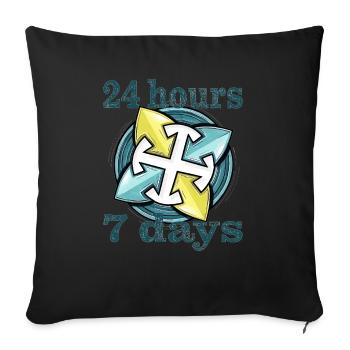 24 heures sur 24, 7 jours sur 7 - Housse de coussin décorative 45 x 45 cm - noir - Devant