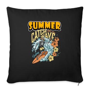 Summer Catch the Wave - Sofa pillowcase 17,3'' x 17,3'' (45 x 45 cm) - black - Front
