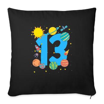 Space Adventure Number 13 - Sofa pillowcase 17,3'' x 17,3'' (45 x 45 cm) - black - Front
