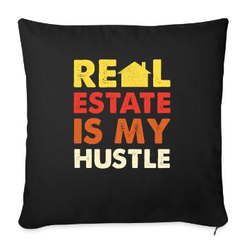Real estate is my business - Sofa pillowcase 17,3'' x 17,3'' (45 x 45 cm) - black - Front