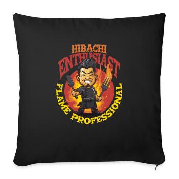 Passionné de Hibachi - Housse de coussin décorative 45 x 45 cm - noir - Devant