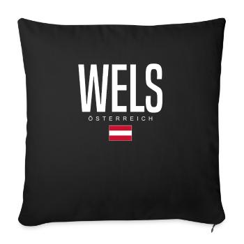 Wels, Austria - Sofa pillowcase 17,3'' x 17,3'' (45 x 45 cm) - black - Front