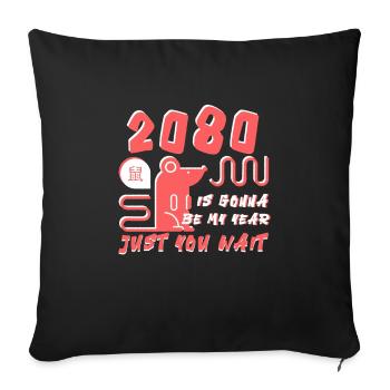 2080 va être mon année - Housse de coussin décorative 45 x 45 cm - noir - Devant