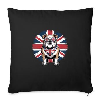 Englische Bulldogge Mit Union Jack Brille - Sofakissenbezug 45 x 45 cm - Schwarz - Vorne