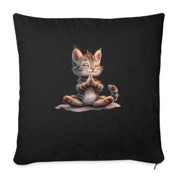 Meditating Cat Zen Relaxation Yoga - Sofa pillowcase 17,3'' x 17,3'' (45 x 45 cm) - black - Front