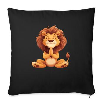 Meditating Lion Peace Yoga Illustration for - Sofa pillowcase 17,3'' x 17,3'' (45 x 45 cm) - black - Front