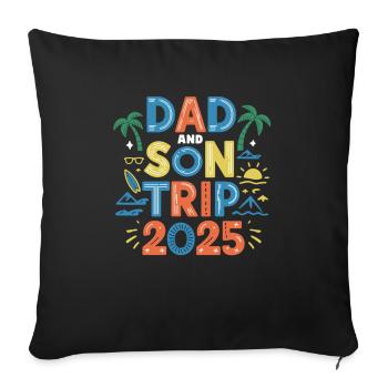 Aventure papa et fils 2025 - Housse de coussin décorative 45 x 45 cm - noir - Devant