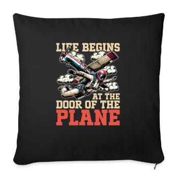 Skydiving Life Begins At The Door Paragliding - Sofakissenbezug 45 x 45 cm - Schwarz - Vorne