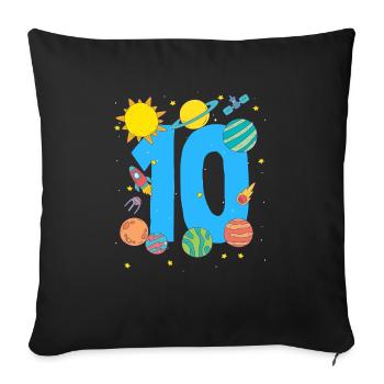Space adventure for the 10th birthday - Sofa pillowcase 17,3'' x 17,3'' (45 x 45 cm) - black - Front