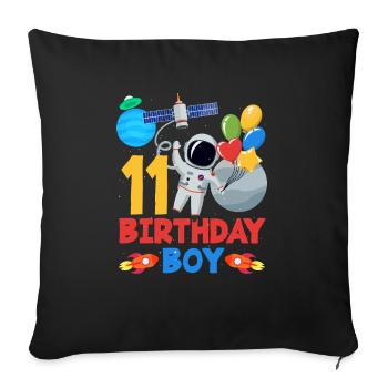 Two Years of Space Adventure Joy Birthday - Sofa pillowcase 17,3'' x 17,3'' (45 x 45 cm) - black - Front