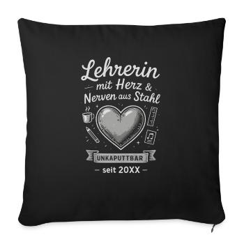 Attention strong teachers! It shows heart - Sofa pillowcase 17,3'' x 17,3'' (45 x 45 cm) - black - Front