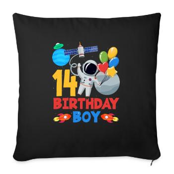 14 Birthday Boy Astronaut Space Adventure - Sofa pillowcase 17,3'' x 17,3'' (45 x 45 cm) - black - Front