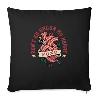 N’allez pas bacon mon cœur - Housse de coussin décorative 45 x 45 cm - noir - Devant