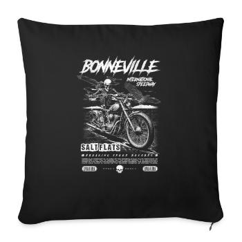 Bonneville Salt Flats Motorcycle Vintage Biker - Sofa pillowcase 17,3'' x 17,3'' (45 x 45 cm) - black - Front