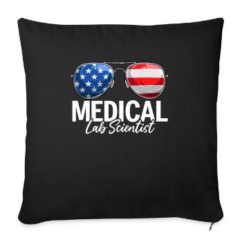 Scientifique de laboratoire médical États-Unis Lunettes de soleil MLS Lab - Housse de coussin décorative 45 x 45 cm - noir - Devant