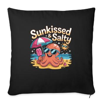Strand, Sonne & Tentakel - Sunkissed & Salty - Sofakissenbezug 45 x 45 cm - Schwarz - Vorne
