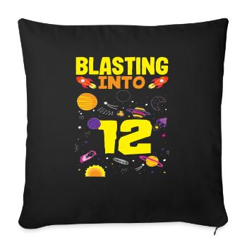 Space adventure for the 12th birthday - Sofa pillowcase 17,3'' x 17,3'' (45 x 45 cm) - black - Front
