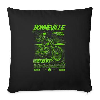 Bonneville Salt Flats Motorcycle Vintage Biker - Sofa pillowcase 17,3'' x 17,3'' (45 x 45 cm) - black - Front