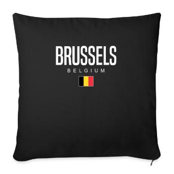 Brussels Belgium - Sofa pillowcase 17,3'' x 17,3'' (45 x 45 cm) - black - Front