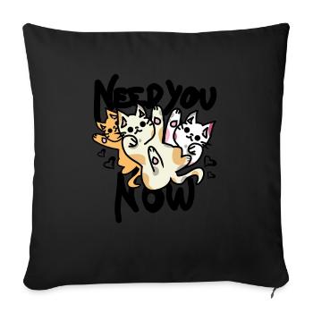 Dicton de chat avec des cœurs - Housse de coussin décorative 45 x 45 cm - noir - Devant