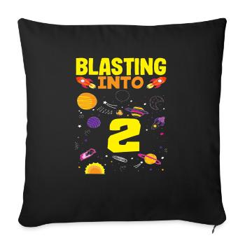 Rocket launch into adventure with 2 - Sofa pillowcase 17,3'' x 17,3'' (45 x 45 cm) - black - Front