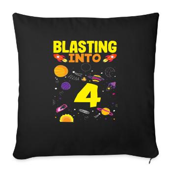 Lancement de la fusée pour son quatrième anniversaire - Housse de coussin décorative 45 x 45 cm - noir - Devant
