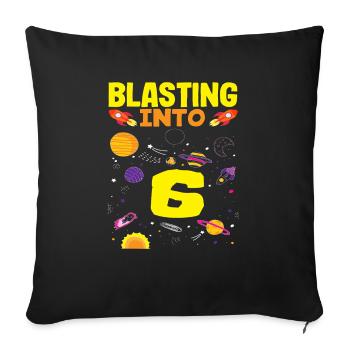 Vol en fusée dans l’univers pour des enfants de six ans - Housse de coussin décorative 45 x 45 cm - noir - Devant