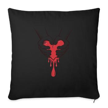 Hands Holding Bleeding Heart Illustration - Sofa pillowcase 17,3'' x 17,3'' (45 x 45 cm) - black - Front