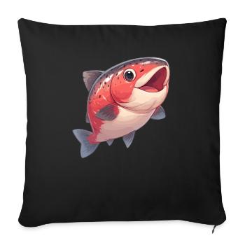 Saumon Saumon - Housse de coussin décorative 45 x 45 cm - noir - Devant