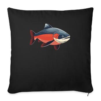 Saumon Saumon - Housse de coussin décorative 45 x 45 cm - noir - Devant