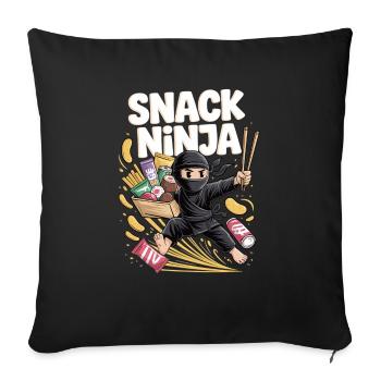 Snack Ninja – Angriff der Leckereien - Sofakissenbezug 45 x 45 cm - Schwarz - Vorne