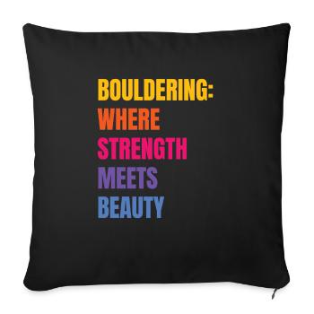 Bouldering Strength Meets Beauty Bouldering - Sofa pillowcase 17,3'' x 17,3'' (45 x 45 cm) - black - Front