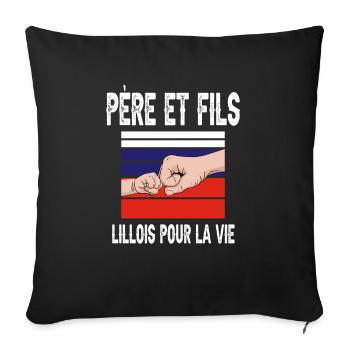 père et fils papa lille lillois fête des pères - Housse de coussin décorative 45 x 45 cm - noir - Devant