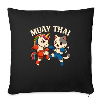 Boxe Muay Thai - Housse de coussin décorative 45 x 45 cm - noir - Devant