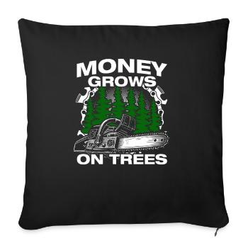 L’argent pousse sur les arbres, les cabanes en bois, les bûcherons - Housse de coussin décorative 45 x 45 cm - noir - Devant