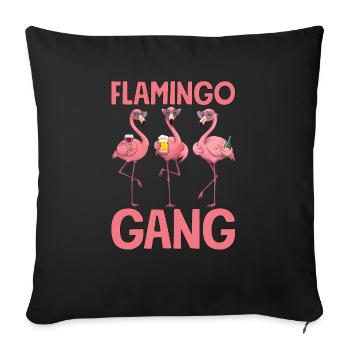 Flamingo Gang Group Motif Bachelor Party Mallorca Party - Sofa pillowcase 17,3'' x 17,3'' (45 x 45 cm) - black - Front