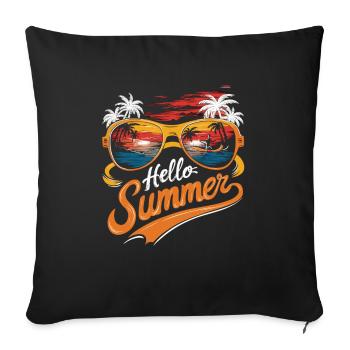 Hello Summer - Surfer et profiter du soleil - Housse de coussin décorative 45 x 45 cm - noir - Devant