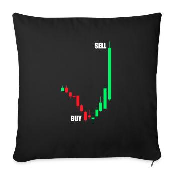 Acheter Vendre Bourse Trader Boursier - Housse de coussin décorative 45 x 45 cm - noir - Devant