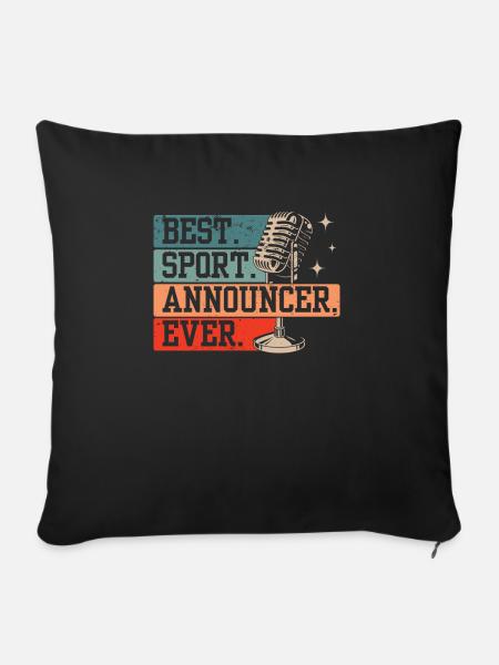 Funny Sports Ansager - Sofakissenbezug 45 x 45 cm - Schwarz