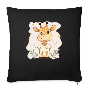 Giraffe for children - Sofa pillowcase 17,3'' x 17,3'' (45 x 45 cm) - black - Front