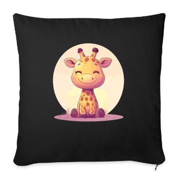 Giraffe for children - Sofa pillowcase 17,3'' x 17,3'' (45 x 45 cm) - black - Front