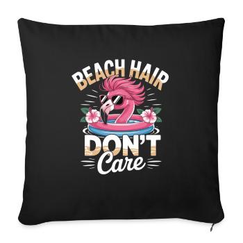 Chemise d’été flamant rose avec dicton - Housse de coussin décorative 45 x 45 cm - noir - Devant