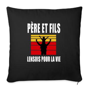 père et fils papa supporter lensois lens - Housse de coussin décorative 45 x 45 cm - noir - Devant