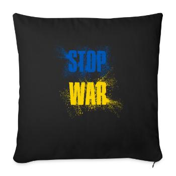 STOP WAR – NO WAR - PEACE – Nationalfarben Ukraine - Sofakissenbezug 45 x 45 cm - Schwarz - Vorne