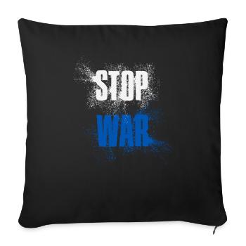 STOP WAR – NO WAR - PEACE – Nationalfarben Israel - Sofakissenbezug 45 x 45 cm - Schwarz - Vorne