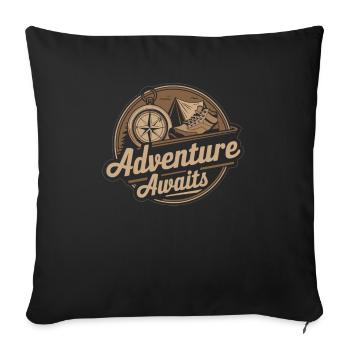 Hiking Compass Adventure T-Shirt - Sofa pillowcase 17,3'' x 17,3'' (45 x 45 cm) - black - Front