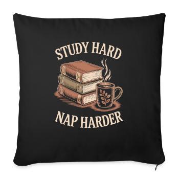 Café, Étude, Chemise de nuit - Housse de coussin décorative 45 x 45 cm - noir - Devant